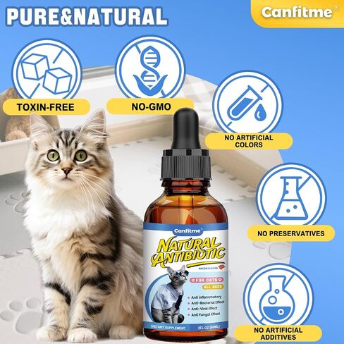 Antibitics for Cats, Cat Antibitics for Infection, Natural Antibitic Pet Supplements, Supports Allergy Itch,Cough Relief,Immune Support -Proper for All Ages & Breeds-Bacon Flavor in Saudi Arabia