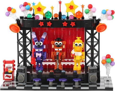 Five Nights Stage Toy Building Sets -Compatible with Lego Monster Scene, Bear, Rabbit & Chicken Performing on Stage, Horror Game-Inspired Spooky Toy for Fans and Collectors in Saudi Arabia