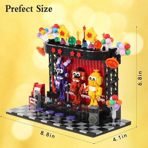 Five Nights Stage Toy Building Sets -Compatible with Lego Monster Scene, Bear, Rabbit & Chicken Performing on Stage, Horror Game-Inspired Spooky Toy for Fans and Collectors in Saudi Arabia