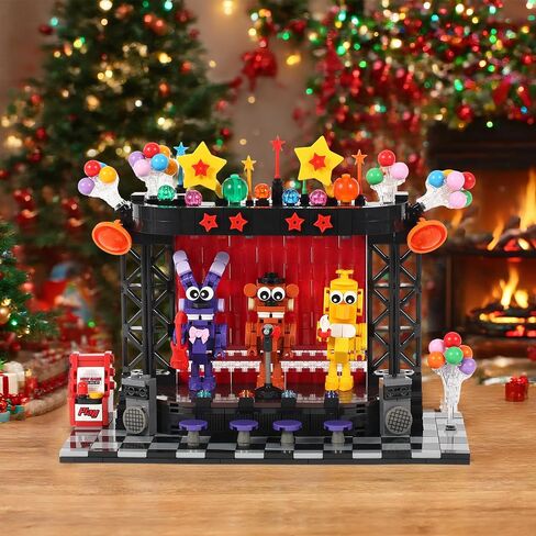 Five Nights Stage Toy Building Sets -Compatible with Lego Monster Scene, Bear, Rabbit & Chicken Performing on Stage, Horror Game-Inspired Spooky Toy for Fans and Collectors in Saudi Arabia
