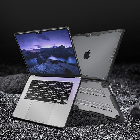 Mosiso متوافق مع MacBook Air Case 15 بوصة 2023 A2941 M2 ، علبة بلاستيكية هندسية متناظرة شديدة التحمل مع مصد TPU وكيس الأكمام العمودي وغطاء لوحة المفاتيح ونوع C ، Space Gray & Black in Saudi Arabia