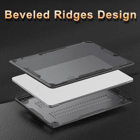 Mosiso متوافق مع MacBook Air Case 15 بوصة 2023 A2941 M2 ، علبة بلاستيكية هندسية متناظرة شديدة التحمل مع مصد TPU وكيس الأكمام العمودي وغطاء لوحة المفاتيح ونوع C ، Space Gray & Black in Saudi Arabia