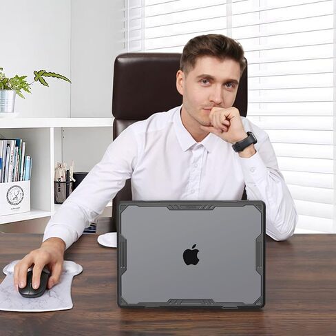 Mosiso متوافق مع MacBook Air Case 15 بوصة 2023 A2941 M2 ، علبة بلاستيكية هندسية متناظرة شديدة التحمل مع مصد TPU وكيس الأكمام العمودي وغطاء لوحة المفاتيح ونوع C ، Space Gray & Black in Saudi Arabia
