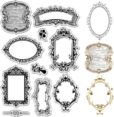 Craspire Vintage Border Clear Clear Stamps زهرة مزهرية phoframe الخلفية القابلة لإعادة الاستخدام postmark أختام ختم السيليكون الشفافة لتصنيع بطاقات اليومية ديكور DIY Scrapbooking Supplies Frame Frame in Saudi Arabia