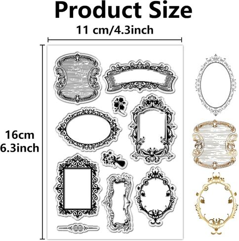 Craspire Vintage Border Clear Clear Stamps زهرة مزهرية phoframe الخلفية القابلة لإعادة الاستخدام postmark أختام ختم السيليكون الشفافة لتصنيع بطاقات اليومية ديكور DIY Scrapbooking Supplies Frame Frame in Saudi Arabia