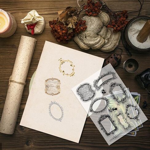 Craspire Vintage Border Clear Clear Stamps زهرة مزهرية phoframe الخلفية القابلة لإعادة الاستخدام postmark أختام ختم السيليكون الشفافة لتصنيع بطاقات اليومية ديكور DIY Scrapbooking Supplies Frame Frame in Saudi Arabia