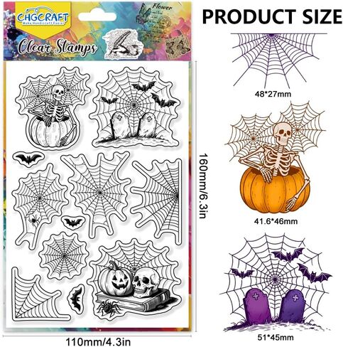 CHGCRAFT Halloween Elements Clear Stamps Castle Transparent Stamps Tree and Bats Silicone Clear Stamp Seals for Carding Making DIY Scrapbooking Photo Album Decoration, 4.3x6.3 inch in Saudi Arabia