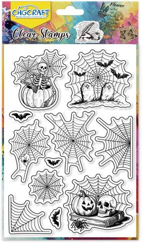CHGCRAFT Halloween Elements Clear Stamps Castle Transparent Stamps Tree and Bats Silicone Clear Stamp Seals for Carding Making DIY Scrapbooking Photo Album Decoration, 4.3x6.3 inch in Saudi Arabia