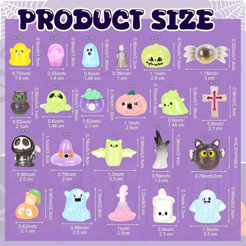 Pasimy 144 PCS Halloween Mini Resin Actures Ministing Resin Miniatures توهج في The Dark Ghost Skull Pumpkins Bulk for Halloween Party Fivors Fillers Garden Dollhouse Micro Decorations in Saudi Arabia