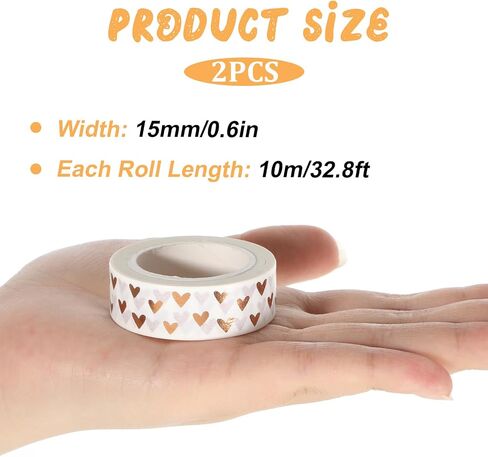 2pcs شريط قلب رقائق washi ، الحب أشرطة القلوب القلوب الشريط زخرفة الأشرطة الزخرفية لسكروكينغ DIY الحرف الديكور البرونزية in Saudi Arabia