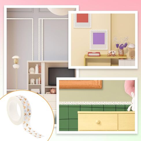 2pcs شريط قلب رقائق washi ، الحب أشرطة القلوب القلوب الشريط زخرفة الأشرطة الزخرفية لسكروكينغ DIY الحرف الديكور البرونزية in Saudi Arabia