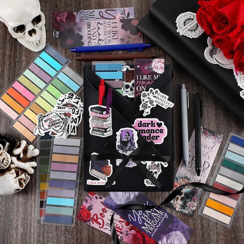 Honoson 6 Set Dark Romance Blind Date with a Book Gift Box Supplies Including Smutty Spicy Bookmarks Stickers Tags Pens Ribbon Wrapping Papers Bookish Librarian Readers Book Lovers Club Gifts in Saudi Arabia