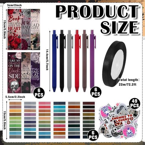 Honoson 6 Set Dark Romance Blind Date with a Book Gift Box Supplies Including Smutty Spicy Bookmarks Stickers Tags Pens Ribbon Wrapping Papers Bookish Librarian Readers Book Lovers Club Gifts in Saudi Arabia
