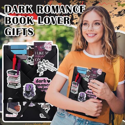 Honoson 6 Set Dark Romance Blind Date with a Book Gift Box Supplies Including Smutty Spicy Bookmarks Stickers Tags Pens Ribbon Wrapping Papers Bookish Librarian Readers Book Lovers Club Gifts in Saudi Arabia
