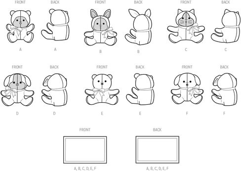 Simplicity Blanket and Plush Baby Bear, Kitty, and Puppy Sewing Pattern Kit by Elaine Heigl, Design Code S9838, One Size, Multicolor in Saudi Arabia