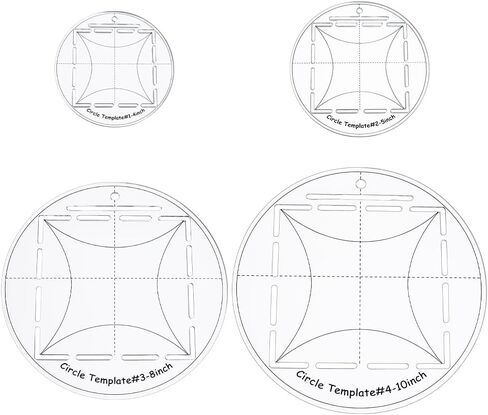 4pcs circle قالب خياطة اللحف 4/5/8/10 بوصة الدائرة الدائرية الحاكم الدائري واضحة جولة الحكام خياطة وضعت لوازم لحاف أساسية لأنماط القطع ونسيج طبقة الخياطة طبقة الخياطة in Kuwait