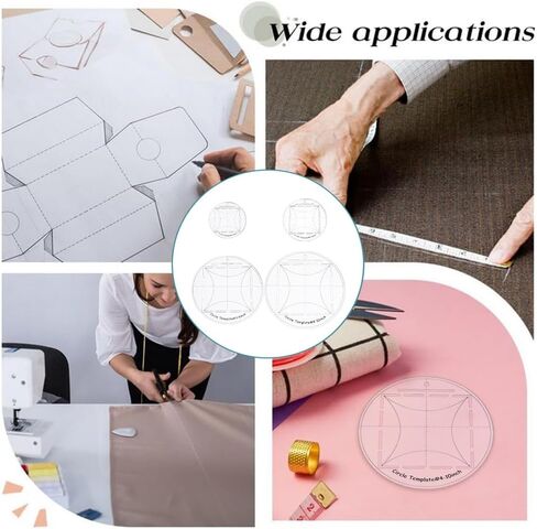 4pcs circle قالب خياطة اللحف 4/5/8/10 بوصة الدائرة الدائرية الحاكم الدائري واضحة جولة الحكام خياطة وضعت لوازم لحاف أساسية لأنماط القطع ونسيج طبقة الخياطة طبقة الخياطة in Kuwait
