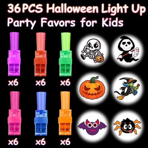 36PCS Halloween Party Favors for Kids,Halloween LED Light Up Finger Lights Goodie Bag Fillers Treats Glow In The Dark Toy Favors Bulk for Halloween Party Classroom Prizes Trick or Treats Gifts in Kuwait