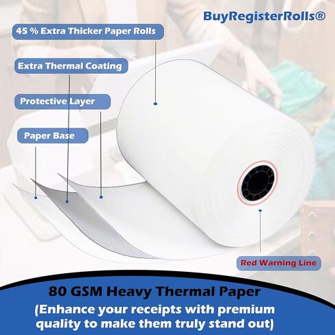 80 GSM Extra Thick Paper (50 Rolls) 3 1/8 x 230 Thermal Paper Receipt Rolls (Heavy Thermal Lenght 200-230ft) fits all Clover POS Cash Register Printers Thermal Paper from BuyRegisterRolls in Saudi Arabia