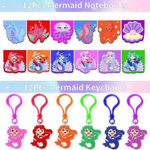 320pcs الحفلات حورية البحر تفضل مجموعة زخارف عيد الميلاد مع حقائب جيدة ، صولج الفقاعات ، قش ، أقنعة ، ملصقات وأكثر ل 12 ضيفًا in Saudi Arabia