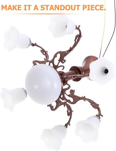 Miniature Dollhouse Chandelier, 1/87 Scale Miniature Lamp for Dollhouse Decoration, Metal and Abs Tiny Chandelier with Warm White Light, * *1.77 Inch, Brown in Saudi Arabia