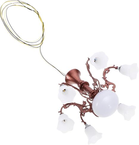 Miniature Dollhouse Chandelier, 1/87 Scale Miniature Lamp for Dollhouse Decoration, Metal and Abs Tiny Chandelier with Warm White Light, * *1.77 Inch, Brown in Saudi Arabia