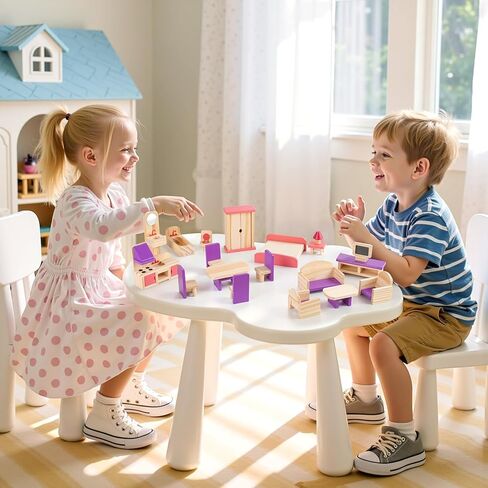 مجموعة أثاث دمية Babeside Wooden Dollhouse ، 15 PCS ملحقات Dollhouse لـ 5 غرف ، ألعاب أثاث مصغرة من الخشب الصلب مقابل 6 دمى ، تظاهر هدية للأطفال الذين تتراوح أعمارهم بين 3 فتيات. in Saudi Arabia