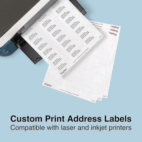 Staples 575748 Laser/Inkjet Address Labels 1 بوصة × 2 5/8 بوصة واضحة 30 علامة/ورقة in Saudi Arabia