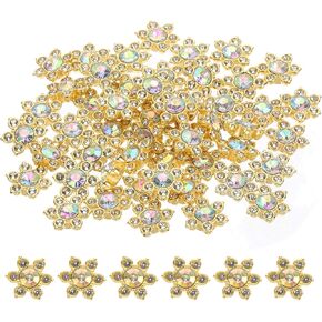 Patikil 200 pcs زهرة الكريستال حجر الراين ، أحجار الراين الزجاجية مسطحة بحجم 13 مم مع زر الديكور الكريستالي للأحجار الكريمة للملابس لصنع المجوهر in Kuwait