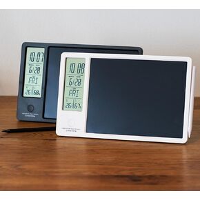 Electronic memo pad, Electronic Tablet, Handwritten memo, Message Board, Thermometer, Hygrometer, Alarm, Desk Calendar, with Stand, Rechargeable, Magnetic Pen, Office, or Gift (White) in Saudi Arabia