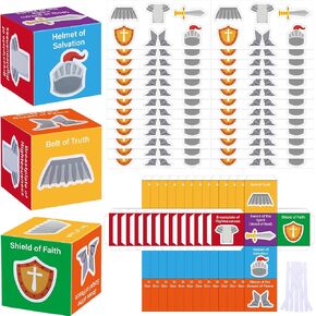 Motipuns 24 Set Armor of God Craft Kit VBS 2025 Religious Sunday School Folding Magic Box DIY Christian Paper Crafts for Fun Vacation Bible School Home Church Classroom Holiday Party Activity Supplies in Kuwait