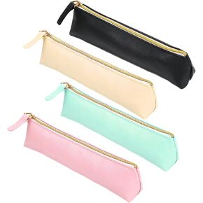 4 Pcs Lipstick Pouch, PU Leather Tiny Makeup Lipstick Bag with Zipper, Portable Make up Brush Bag for Make up Brushes, Cosmetic, Lipsticks, Pen, Pencil, Coin (Black Beige Pink Green) in Saudi Arabia