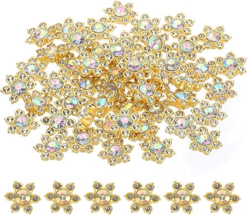 Patikil 200 pcs زهرة الكريستال حجر الراين ، أحجار الراين الزجاجية مسطحة بحجم 13 مم مع زر الديكور الكريستالي للأحجار الكريمة للملابس لصنع المجوهر in Kuwait