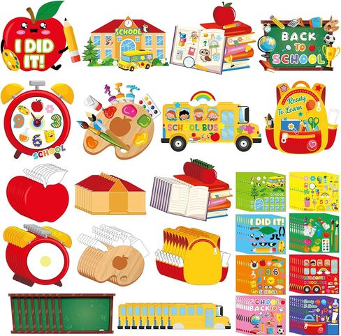 48 Pcs Back to School DIY Crafts Kit Make Your Own Back to School Stickers for First Day of Classroom Rewards Supplies VBS Art Home Classroom Activities Party Decorations in Saudi Arabia