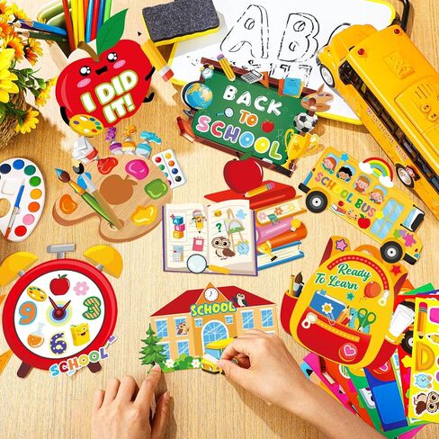 48 Pcs Back to School DIY Crafts Kit Make Your Own Back to School Stickers for First Day of Classroom Rewards Supplies VBS Art Home Classroom Activities Party Decorations in Saudi Arabia