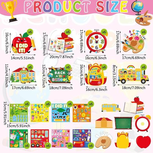 48 Pcs Back to School DIY Crafts Kit Make Your Own Back to School Stickers for First Day of Classroom Rewards Supplies VBS Art Home Classroom Activities Party Decorations in Saudi Arabia