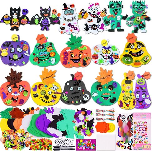 Ruicnte 330 PC Arts Arts and Craft for Kids ، Halloween Fall Pumpkin with Ghost Bat Monster Foam Diy Face Face Face for Holiday Home Classroom Fort in Kuwait
