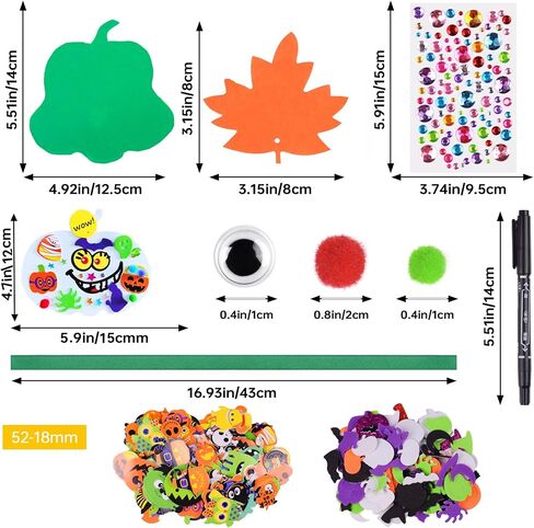 Ruicnte 330 PC Arts Arts and Craft for Kids ، Halloween Fall Pumpkin with Ghost Bat Monster Foam Diy Face Face Face for Holiday Home Classroom Fort in Kuwait