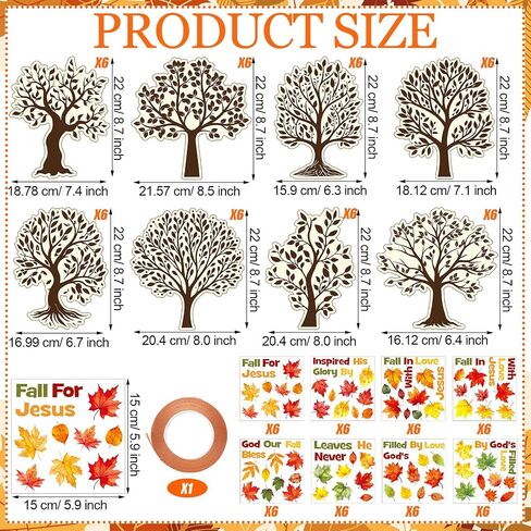 48 Pcs Fall Thankful Trees Craft Kits Fall in Love with Jesus Religious Maple Leaves Trees Hanging Ornaments DIY Thanksgiving Craft Supplies School Classroom Fun Activities for Kids in Saudi Arabia