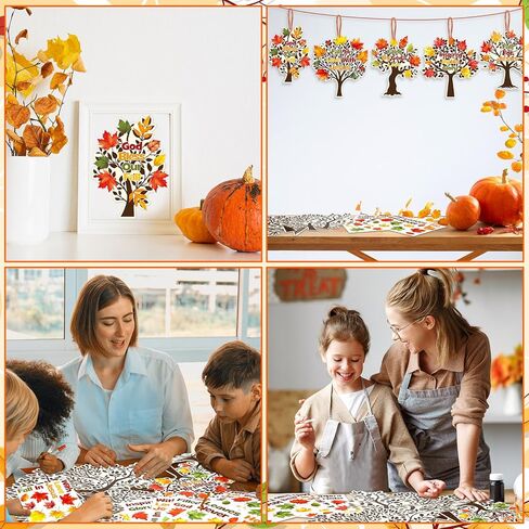48 Pcs Fall Thankful Trees Craft Kits Fall in Love with Jesus Religious Maple Leaves Trees Hanging Ornaments DIY Thanksgiving Craft Supplies School Classroom Fun Activities for Kids in Saudi Arabia