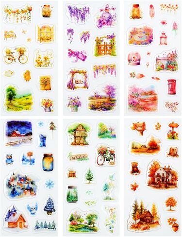 60pcs مجموعة ملصقات صناعية عتيقة ، ملصقات الورق المطلية مع التروس الصدئة والمفاتيح والإطارات والفراشات لخلاصات الكتب ، اليومية ، وحرف DIY in Kuwait