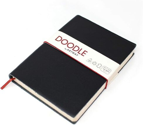 Artway Doodle - Lack Leather Journal/Sketchbook - 150GSM CARTRIDGE PAPER - 175 × 125 مم - 82 صفحة - أسود in Saudi Arabia