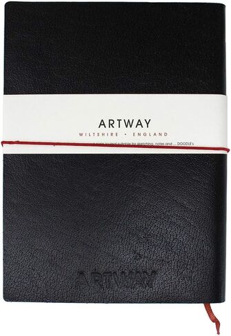 Artway Doodle - Lack Leather Journal/Sketchbook - 150GSM CARTRIDGE PAPER - 175 × 125 مم - 82 صفحة - أسود in Saudi Arabia