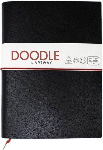 Artway Doodle - Lack Leather Journal/Sketchbook - 150GSM CARTRIDGE PAPER - 175 × 125 مم - 82 صفحة - أسود in Saudi Arabia