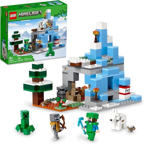Lego Minecraft The Frozen Peaks 21243 ، Cave Mountain مجموعة مع Steve ، Creeper ، Goat Torse and Accessories ، لعبة Biome الجليدية للأطفال في سن الثامنة بالإضافة إلى سنوات in Saudi Arabia