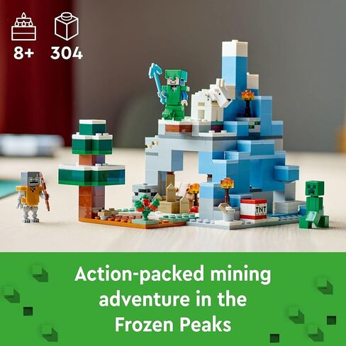 Lego Minecraft The Frozen Peaks 21243 ، Cave Mountain مجموعة مع Steve ، Creeper ، Goat Torse and Accessories ، لعبة Biome الجليدية للأطفال في سن الثامنة بالإضافة إلى سنوات in Saudi Arabia