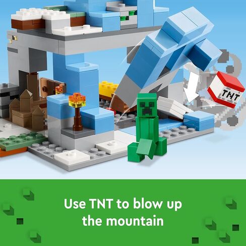 Lego Minecraft The Frozen Peaks 21243 ، Cave Mountain مجموعة مع Steve ، Creeper ، Goat Torse and Accessories ، لعبة Biome الجليدية للأطفال في سن الثامنة بالإضافة إلى سنوات in Saudi Arabia