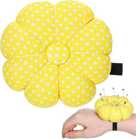 Wrist Pin Cushion for Sewing Pin Cushion Wrist Pincushions for Sewing Cute Needle Cushions Wristband with Elastic Strap for Needlework Supplies DIY Crafts, Yellow Pumpkin Shape in Saudi Arabia