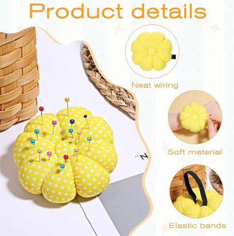 Wrist Pin Cushion for Sewing Pin Cushion Wrist Pincushions for Sewing Cute Needle Cushions Wristband with Elastic Strap for Needlework Supplies DIY Crafts, Yellow Pumpkin Shape in Saudi Arabia