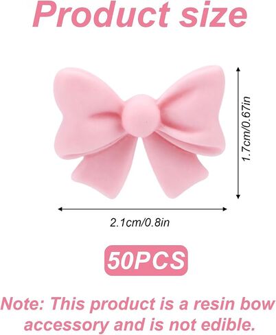 50pcs Pink Bow Cupcake Decoration, 0.83x0.67in Mini Resin Cupcake Bow Decor Coquette Bowknot Cake Toppers for Engagement Wedding Birthday Party Supplies in Saudi Arabia